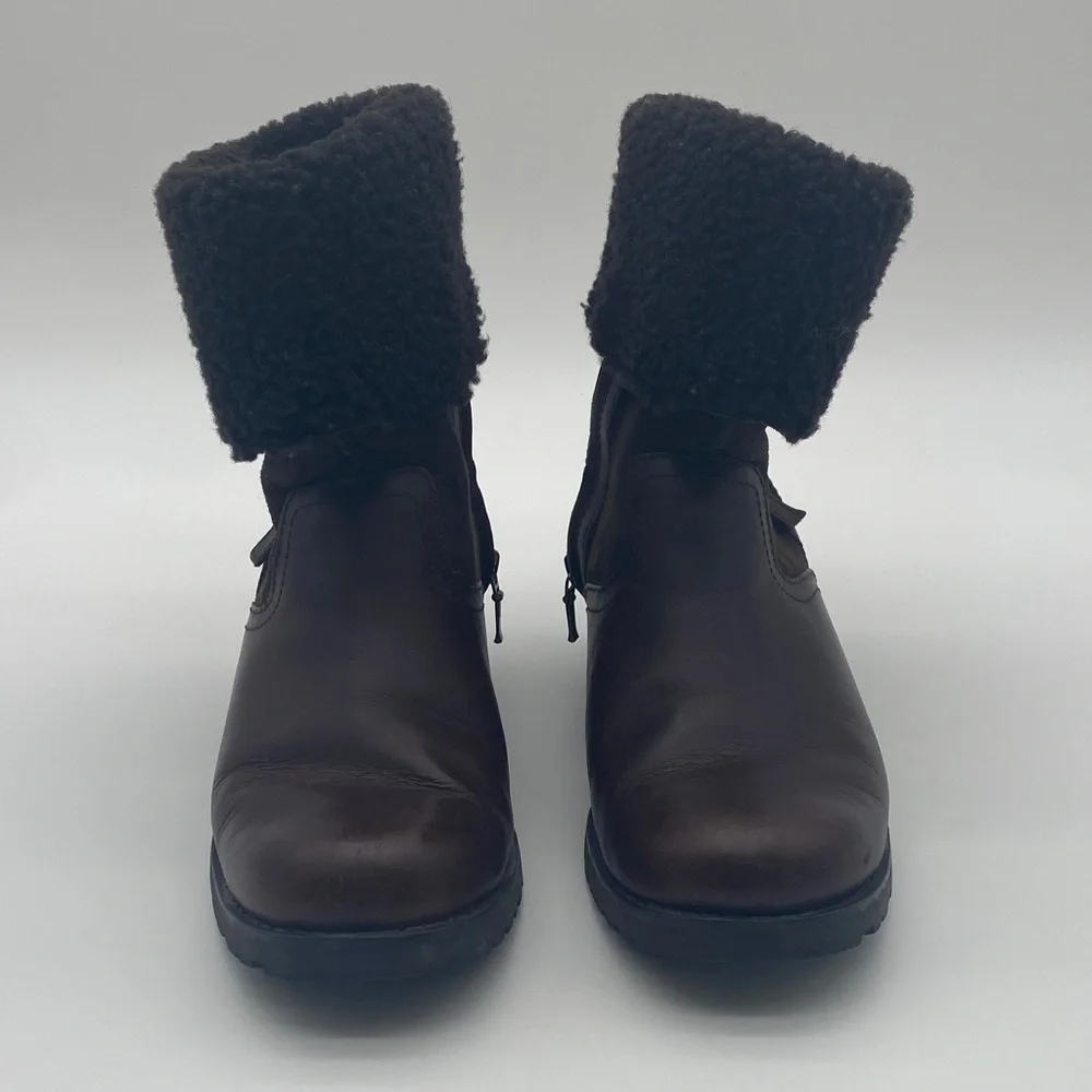 UGG Bellevue Dark Brown Sheepskin Winter Boots with Shearling Cuff
